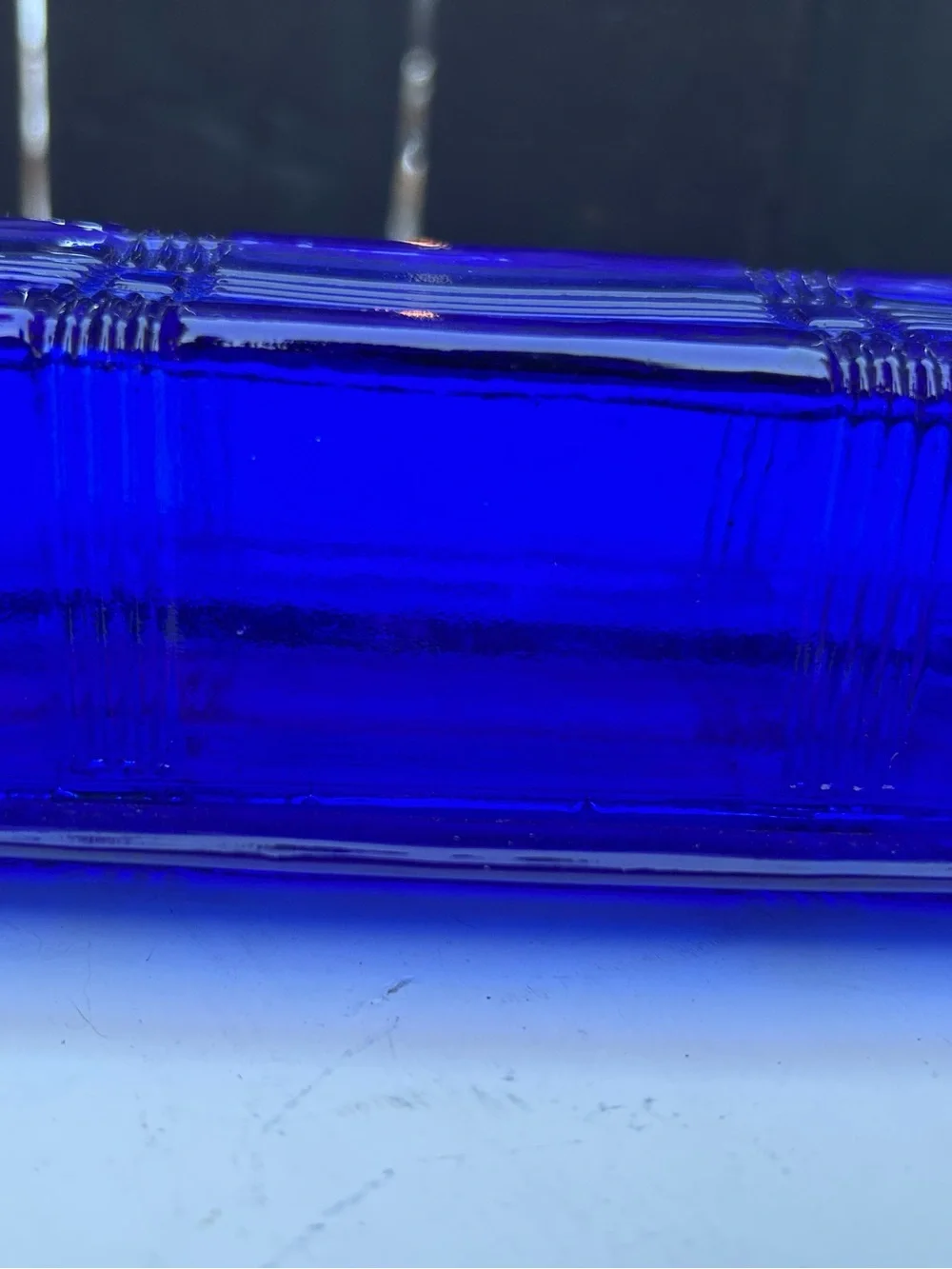 Cobalt Blue Glass Butter Dish - Home Accents vintage Hazel Atlas Criss Cross